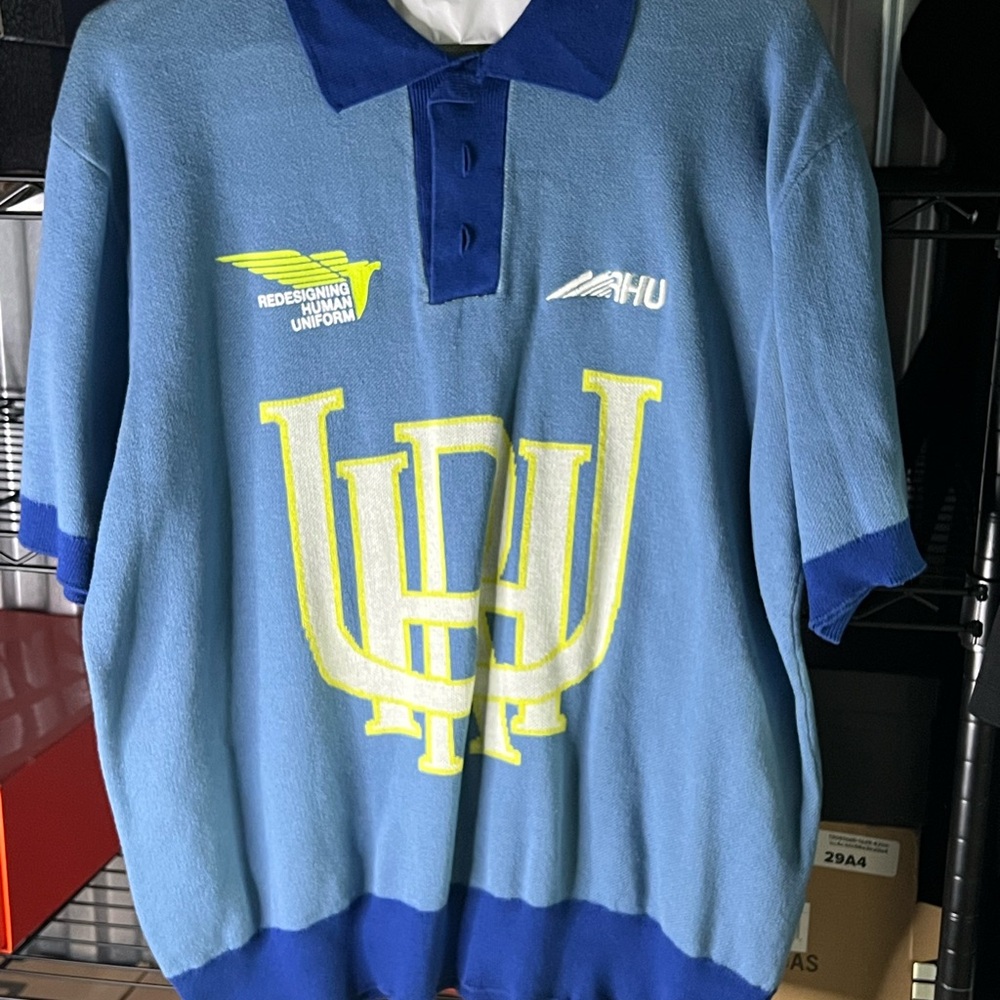 Zara Blue Polo Shirt with Neon Accents